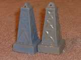 Oil Derrick shakers glazed clay blue